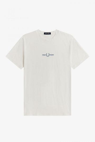 White Fred Perry Embroidered Men's T Shirts | PH 1654MQZA